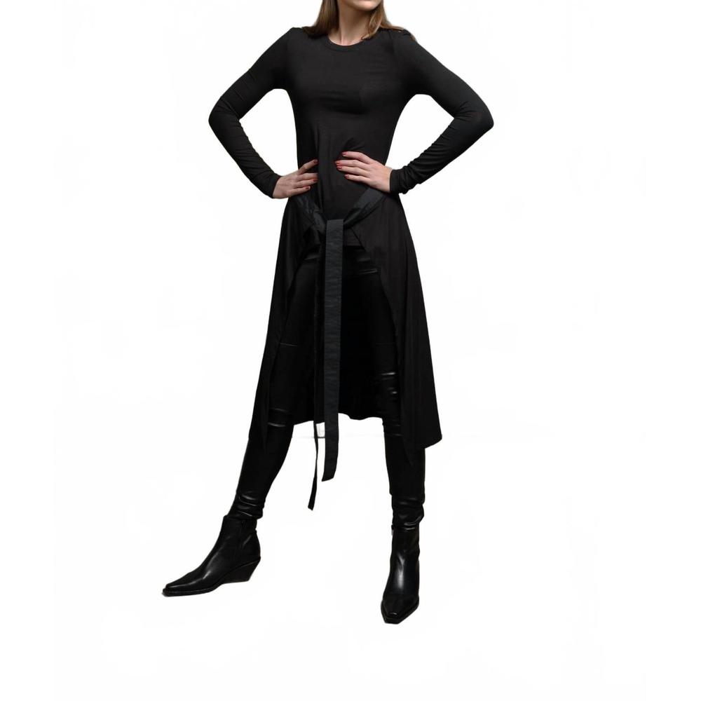 NEW SIMPLY MILA apron long sleeve top in black